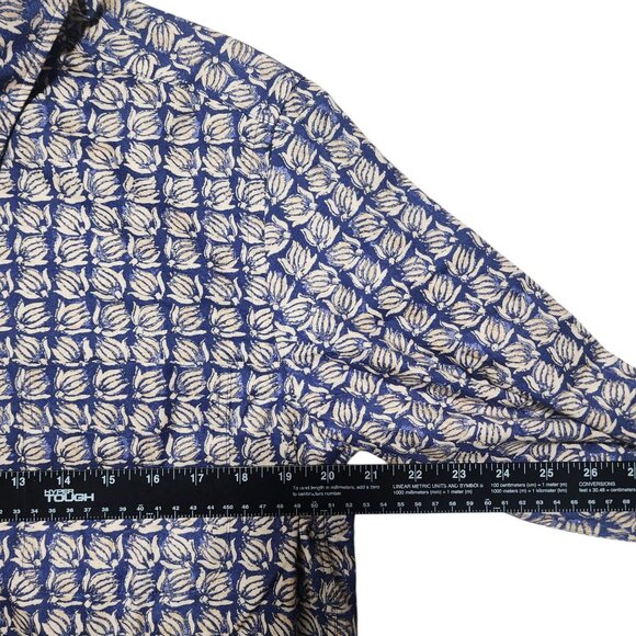 J. McLaughlin Carnegie Flannel Shirt S‎ Tan & Blue Mini Banana Floral Print - Picture 6 of 9